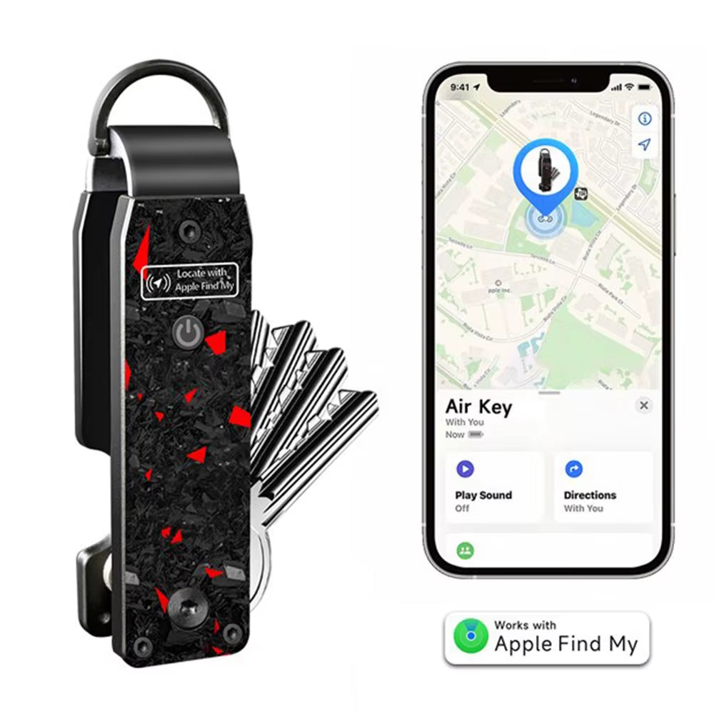 Key Organizer Works with Apple Find My, Built-In Airtag Chips, Holds 2-6 Keys, Car Key Chains with GPS Tracker, (Ios Only)