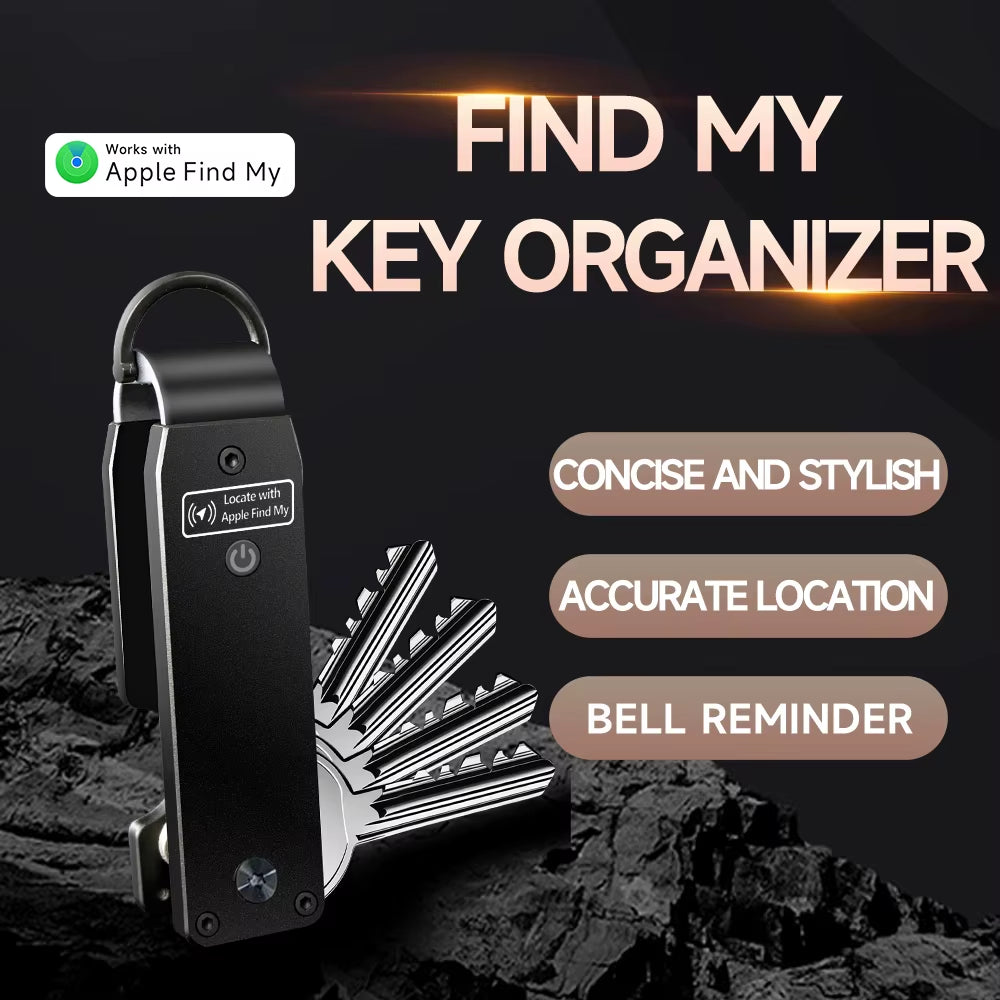 Key Organizer Works with Apple Find My, Built-In Airtag Chips, Holds 2-6 Keys, Car Key Chains with GPS Tracker, (Ios Only)