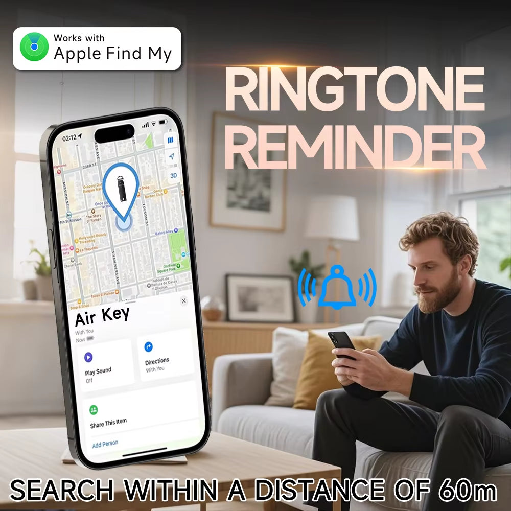 Key Organizer Works with Apple Find My, Built-In Airtag Chips, Holds 2-6 Keys, Car Key Chains with GPS Tracker, (Ios Only)